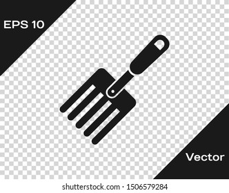 Grey Garden fork icon isolated on transparent background. Pitchfork icon. Tool for horticulture, agriculture, farming.  Vector Illustration