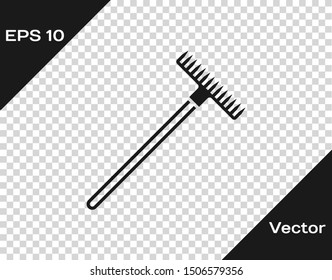Grey Garden rake icon isolated on transparent background. Tool for horticulture, agriculture, farming. Ground cultivator. Housekeeping equipment.  Vector Illustration