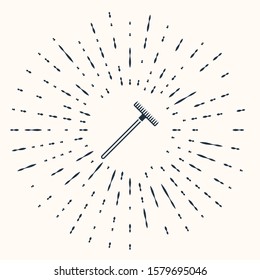 Grey Garden rake icon isolated on beige background. Tool for horticulture, agriculture, farming. Ground cultivator. Housekeeping equipment. Abstract circle random dots. Vector Illustration