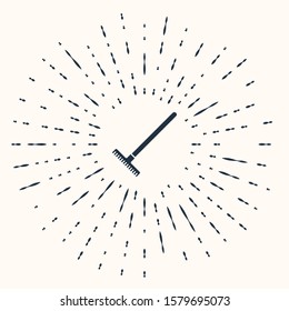 Grey Garden rake icon isolated on beige background. Tool for horticulture, agriculture, farming. Ground cultivator. Housekeeping equipment. Abstract circle random dots. Vector Illustration