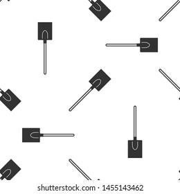 Grey Garden shovel icon isolated seamless pattern on white background. Gardening tool. Tool for horticulture, agriculture, farming.  Vector Illustration