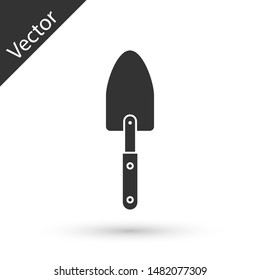 Grey Garden trowel spade or shovel icon isolated on white background. Gardening tool. Tool for horticulture, agriculture, farming.  Vector Illustration