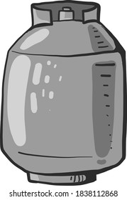 Graue Gasflasche, Illustration, Vektorgrafik auf weißem Hintergrund