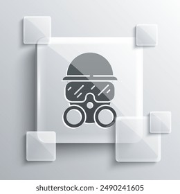 Grey Gas mask icon isolated on grey background. Respirator sign. Square glass panels. Vector