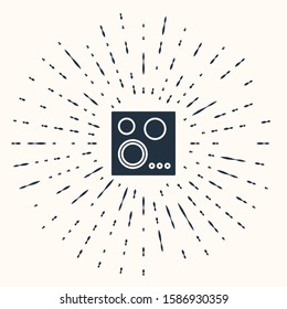 Grey Gas stove icon isolated on beige background. Cooktop sign. Hob with four circle burners. Abstract circle random dots. Vector Illustration