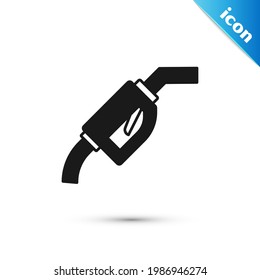 Grey Gasoline pump nozzle icon isolated on white background. Fuel pump petrol station. Refuel service sign. Gas station icon.  Vector