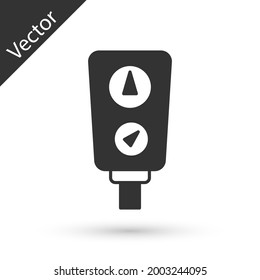 Grey Gauge scale icon isolated on white background. Satisfaction, temperature, manometer, risk, rating, performance, speed tachometer.  Vector
