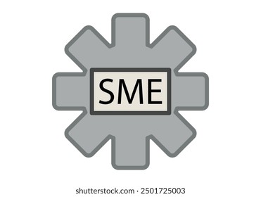 Grey gear cogwheel with SME or small and medium-sized enterprise title