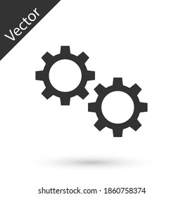 Grey Gear icon isolated on white background. Cogwheel gear settings sign. Cog symbol. Vector.