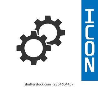 Grey Gear icon isolated on white background. Cogwheel gear settings sign. Cog symbol.  Vector Illustration