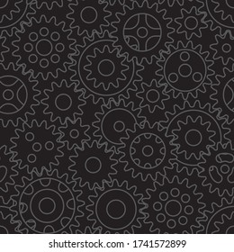 grey gears on a black background vector image