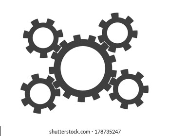 Grey gears on white background