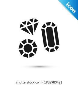 Icono de piedra Gema gris aislado en fondo blanco. Símbolo de joyería. Diamante.  Vector