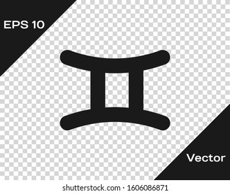Grey Gemini zodiac sign icon isolated on transparent background. Astrological horoscope collection.  Vector Illustration