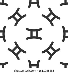 Grey Gemini zodiac sign icon isolated seamless pattern on white background. Astrological horoscope collection.  Vector Illustration