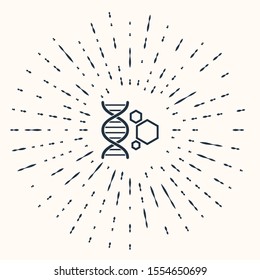 Grey Genetic engineering icon isolated on beige background. DNA analysis, genetics testing, cloning, paternity testing. Abstract circle random dots. Vector Illustration