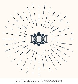 Grey Genetic engineering icon isolated on beige background. DNA analysis, genetics testing, cloning, paternity testing. Abstract circle random dots. Vector Illustration