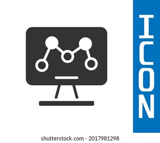 Grey Genetic engineering modification on laptop icon isolated on white background. DNA analysis, genetics testing, cloning.  Vector