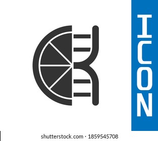 Grey Genetically modified citrus fruit icon isolated on white background. Orange in a cut. Healthy lifestyle. GMO fruit.  Vector