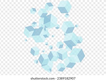 Grey Geometric Background Transparent Vector. Polygon Package Design. Monochrome Square Light Texture. 3d Illustration. Blue Creative Block.
