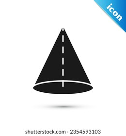 Grey Geometric figure Cone icon isolated on white background. Abstract shape. Geometric ornament.  Vector Illustration