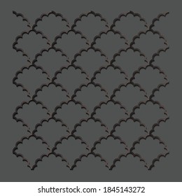 Patrón de repetición de figura geométrica gris sobre fondo negro
