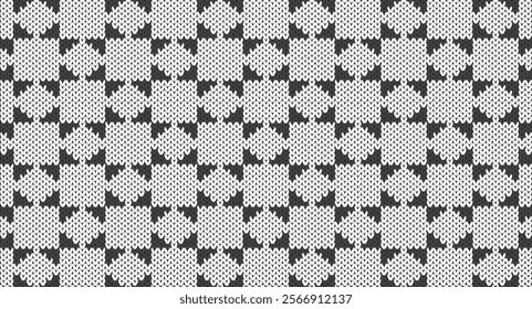 Grey geometric knitted pattern, Festive Sweater Design. Seamless Knitted Pattern