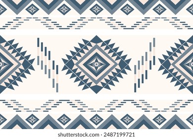 Graue geometrische Muster, die traditionell, ethnisch, Navajo oder Indianer sind. Designs für Kleidung, Vorhänge, Teppiche, Sarongs, Hmong und Stoffkanten.