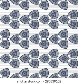 Grey geometric seamless pattern with striped background - vector illustration
