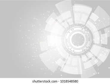 Grey geometric technology background with gear shape. Vector abstract graphic design.Abstract futuristic communication low poly .