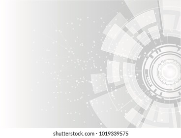 Grey geometric technology background with gear shape. Vector abstract graphic design.Abstract futuristic communication low poly .