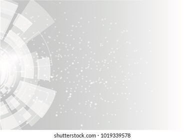 Grey geometric technology background with gear shape. Vector abstract graphic design.Abstract futuristic communication low poly .
