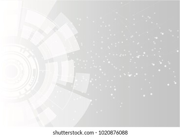 Grey geometric technology background with gear shape. Vector abstract graphic design.Abstract futuristic communication 
