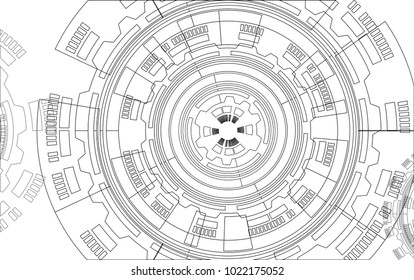 Grey geometric technology background with gear shape.EPS10