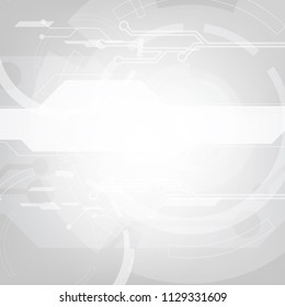 Grey geometric technology background with gear shape. Vector abstract graphic design