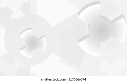 Grey geometric technology background with gear shape. Vector abstract graphic design.