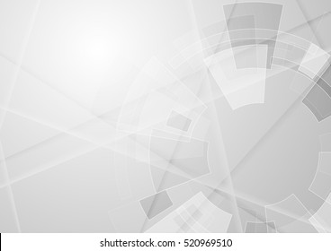 Grey geometric technology background with gear shape. Vector abstract graphic design
