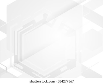 Grey geometric technology background with gear vector abstract graphic design.