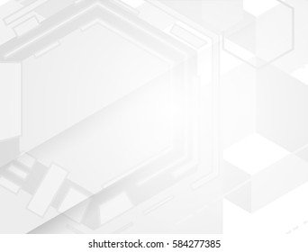 Grey geometric technology background with gear vector abstract graphic design.