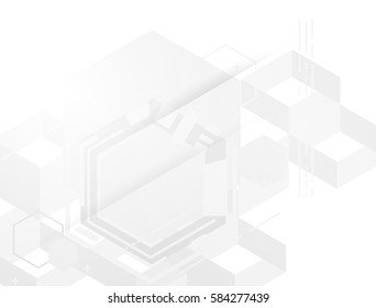 Grey geometric technology background with gear vector abstract graphic design.