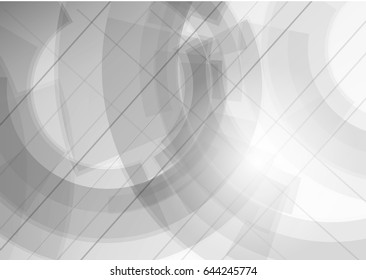 Grey geometric technology background with gear shape. Vector abstract graphic design