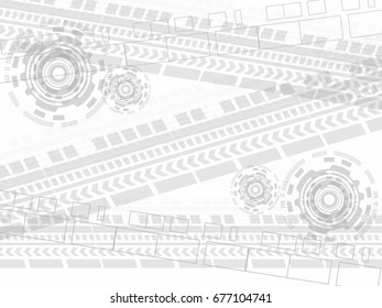 Grey geometric technology background with gear shape. Vector abstract graphic design white color design concept
