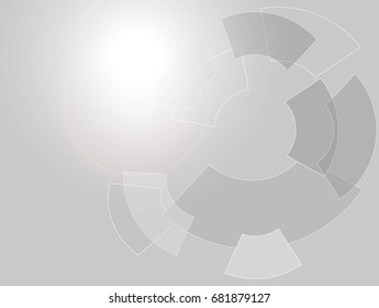 Grey geometric technology background with gear shape. Vector abstract graphic design