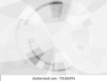 Grey geometric technology wavy background with gear shape. Vector abstract graphic design