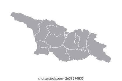 Grey Georgia administrative map isolated white background