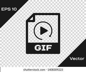 Grey GIF file document icon. Download gif button icon isolated on transparent background. GIF file symbol. Vector Illustration