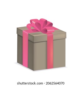 Grey gift box with a bow, vector 
