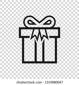 Grey Gift box icon isolated on transparent background. Vector Illustration
