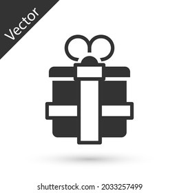 Grey Gift box icon isolated on white background.  Vector