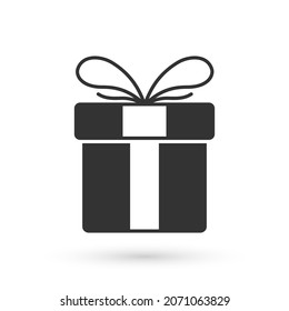 Grey Gift box icon isolated on white background. Merry Christmas and Happy New Year.  Vector